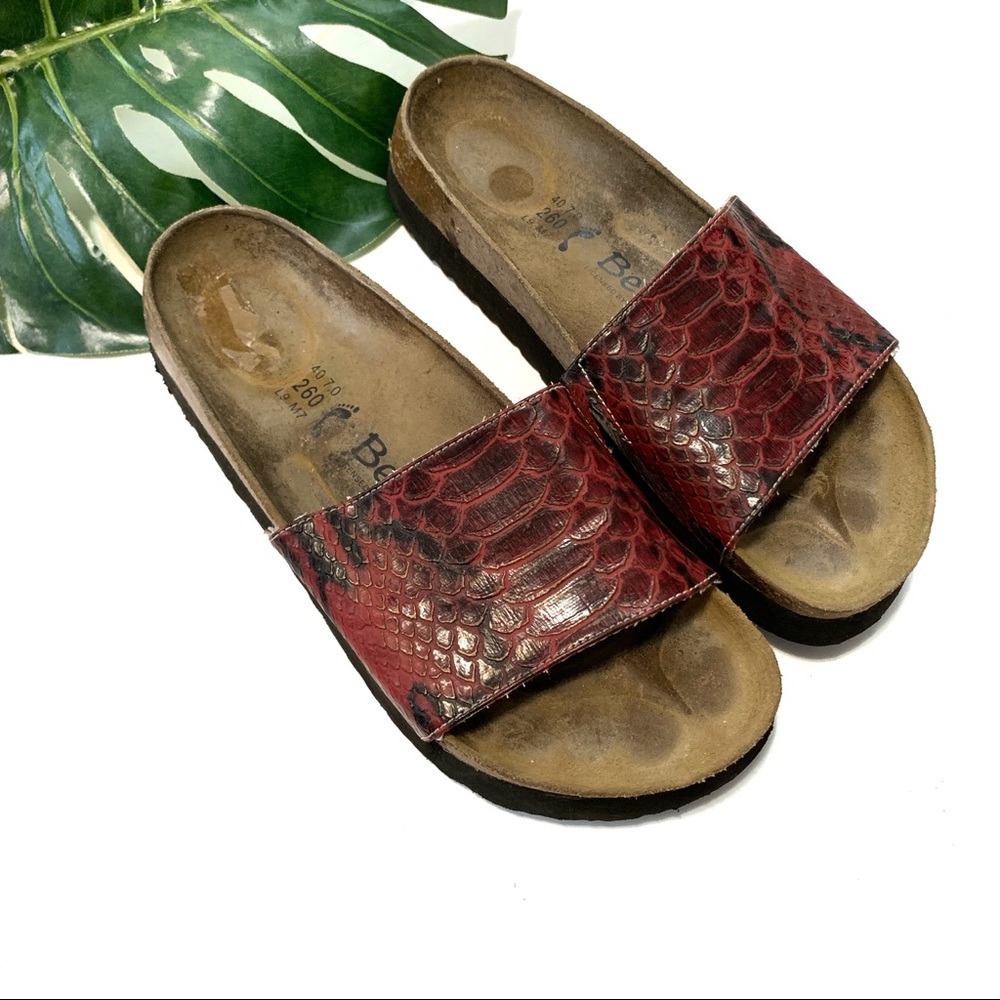 Birkenstock Betula Red Python Snake Slides Sandals 40 womenswear size 10